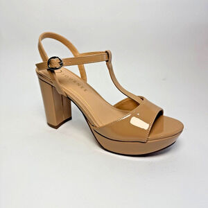 Journee Collection Nalie Womens Nude Patent Platform Heels Slingback Sandals 7M
